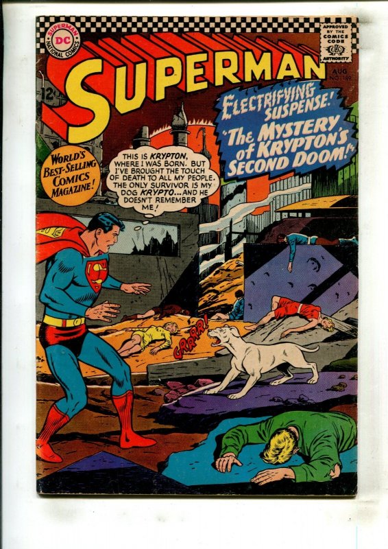 Superman #189 (DC Comics, 1966), raw comic book in 5.5 condition — front cover