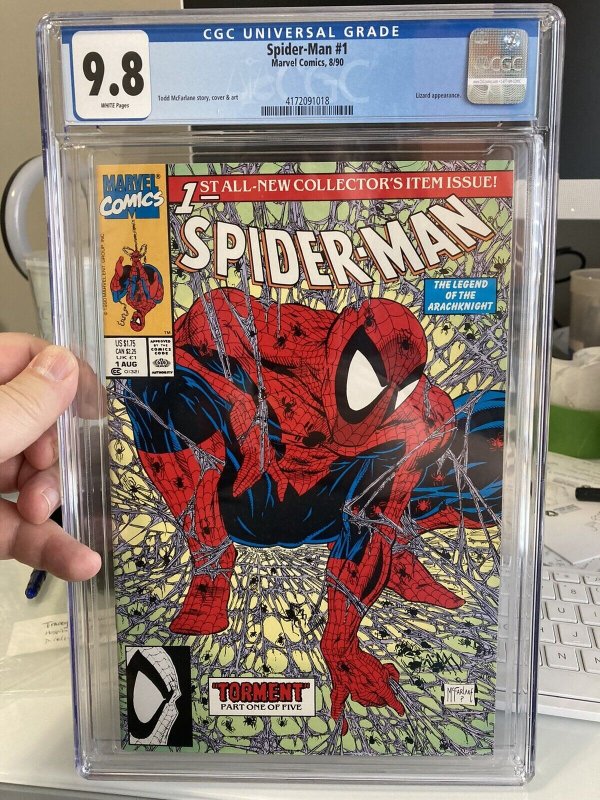 Spider-Man #1 (Marvel Comics, 1990), comic book — front cover in its holder