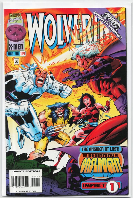 Wolverine #104 (Marvel Comics, 1996), raw, ungraded comic book — front cover