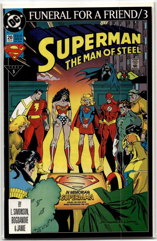Superman: The Man of Steel #20 (DC Comics, 1993), raw, ungraded comic book — front cover