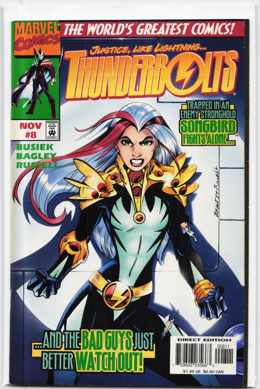 Thunderbolts #8 (Marvel Comics, 1997), raw, ungraded comic book — front cover