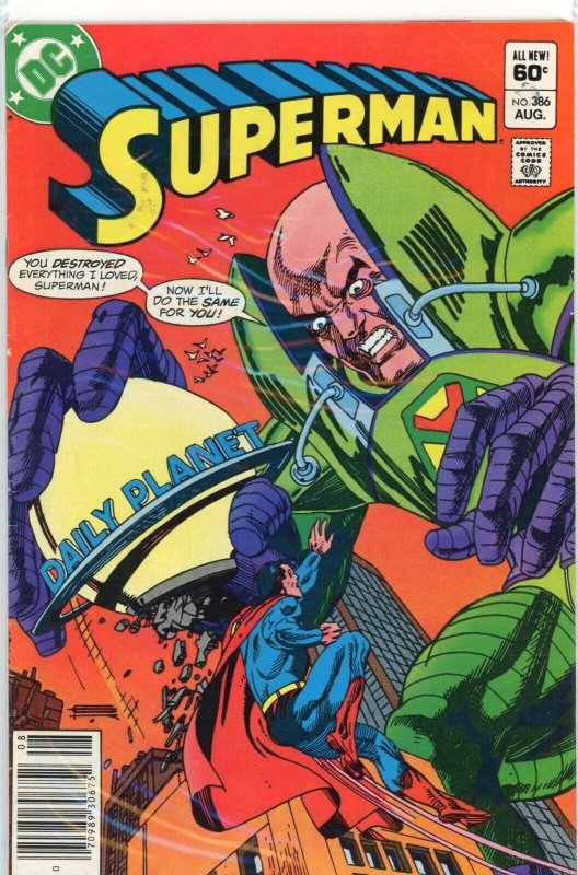 Superman #386 (DC Comics, 1983), raw comic book in FN 6.0 condition — front cover
