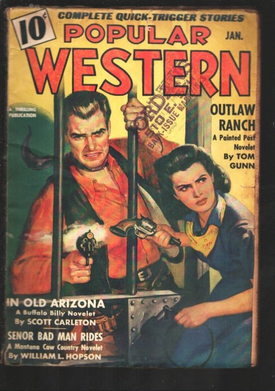 Popular Western 1/1942-Hero Pulp-Sheriff Blue Steele-Parkhurst -Sam Cherry-Yaqui, raw, ungraded comic book — front cover