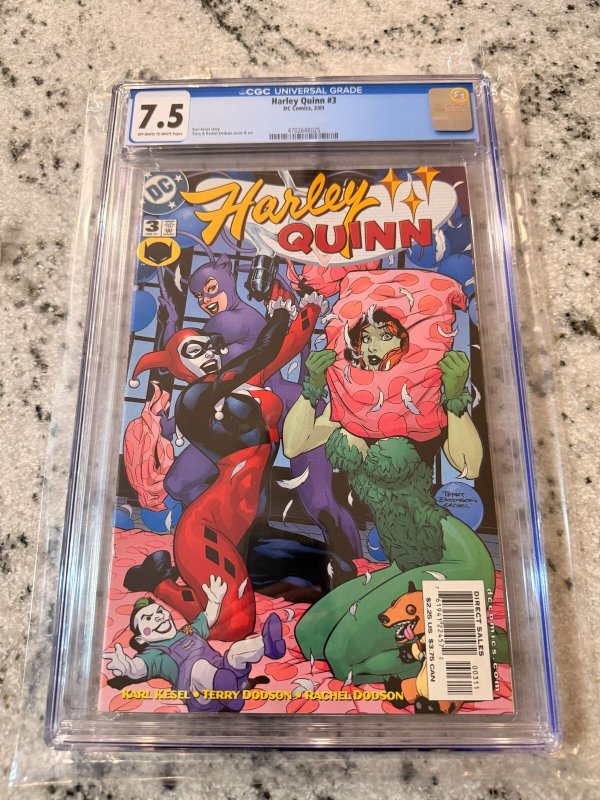 Harley Quinn #3 (DC Comics), CGC 7.5 graded comic book, Universal Blue label — front cover in its holder