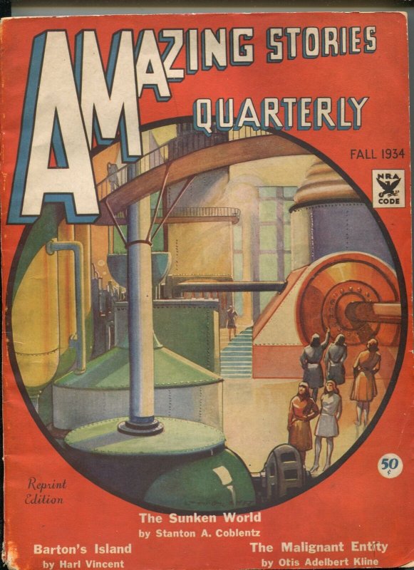 Amazing Stories Quarterly Fall 1934-Gernsbeck-Coblentz-Paul-Reprint EDITION-vg (1934), raw, ungraded comic book — front cover