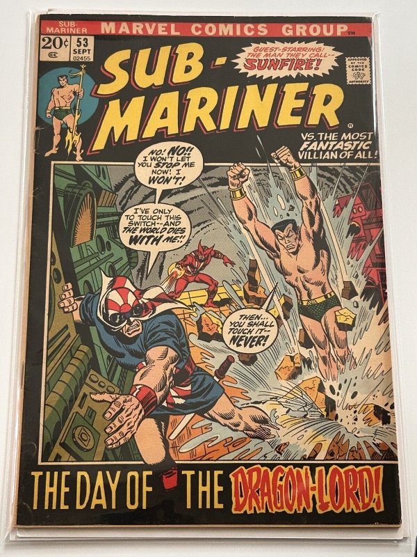 Sub-Mariner #53 (Marvel Comics, 1972), raw comic book in VG+ 4.5 condition — front cover