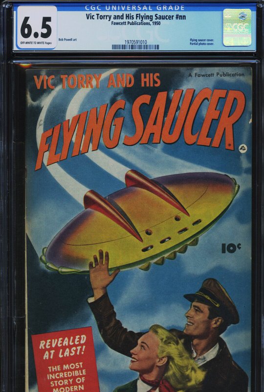 VIC Torry AND HIS Flying Saucer - CGC-6.5, OW-W - Golden Age, CGC 6.5 graded comic book, Universal Blue label — front cover in its holder