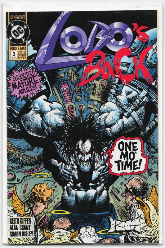 Lobo's Back #3 (1992), raw, ungraded comic book — front cover