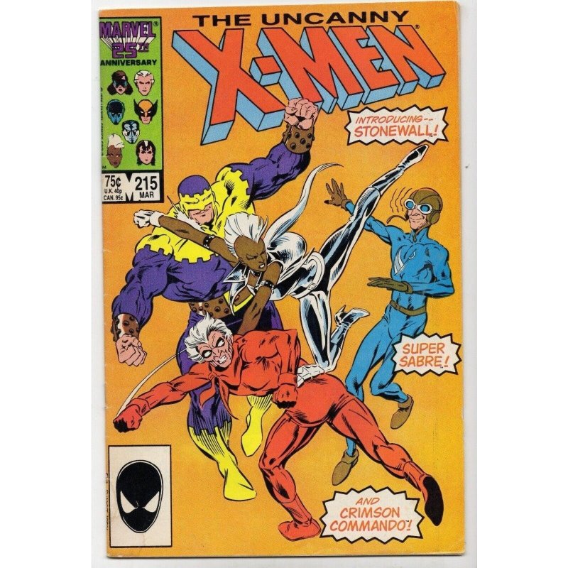 Uncanny X-Men #215 (Marvel Comics, 1987), raw comic book in FN+ 6.5 condition — front cover