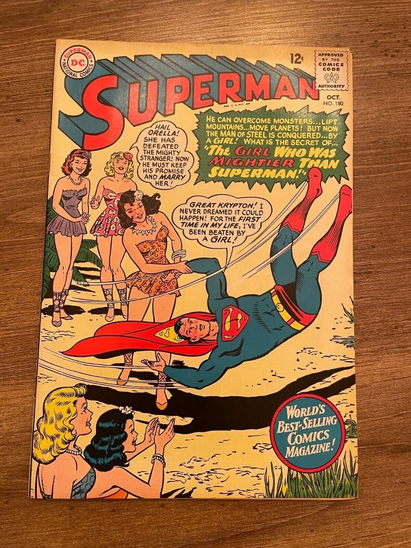 Superman #180 (DC Comics, 1965), raw comic book in VF/NM condition — front cover