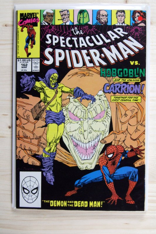 The Spectacular Spider-Man #162 (Marvel Comics, 1990), raw comic book in VF/NM 9.0 condition — front cover