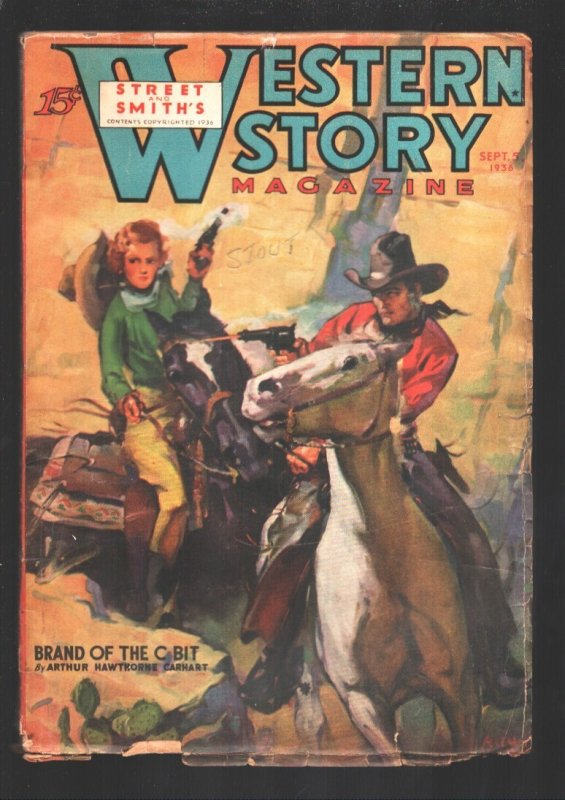 Western Story Magazine 9/5/1936-"Fossil Island" by Frank Richardson Pierce-Nick, raw, ungraded comic book — front cover