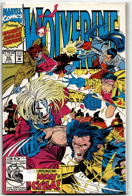 Wolverine #55 (Marvel Comics, 1992), raw, ungraded comic book — front cover