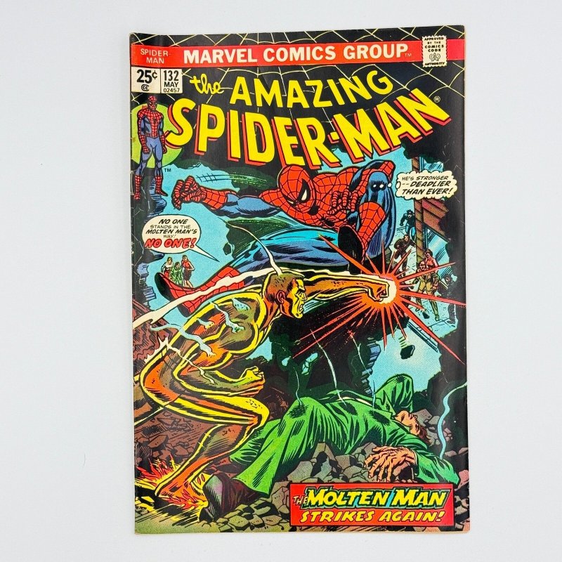 Amazing Spider-Man #132 (Marvel Comics, 1974), raw comic book in FN condition — front cover