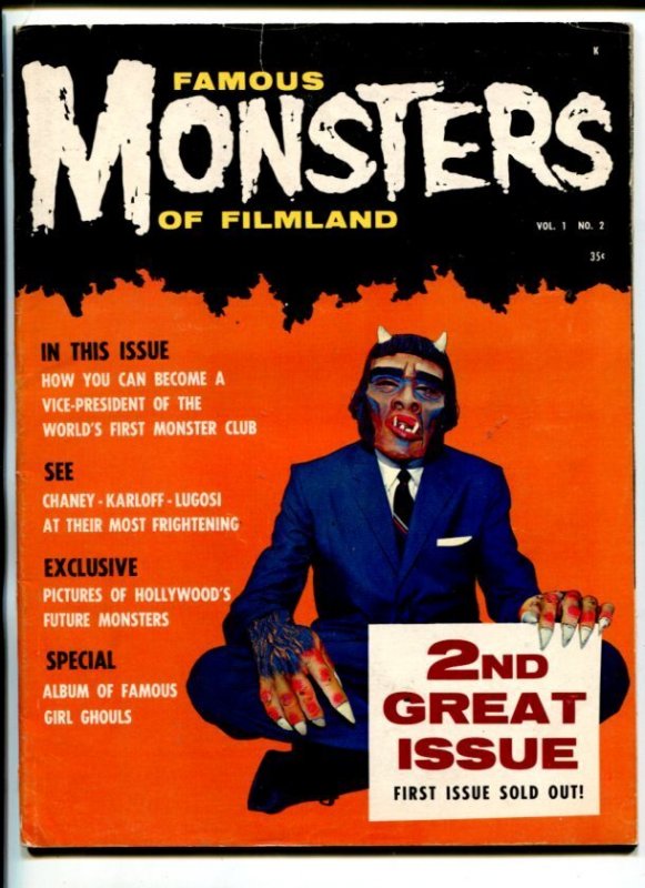 MAG: Famous Monsters #2-1958-Bela Lugosi-Karloff-Chaney-Wally WOOD-fn Minus (Warren Publishing, 1958), raw, ungraded comic book — front cover