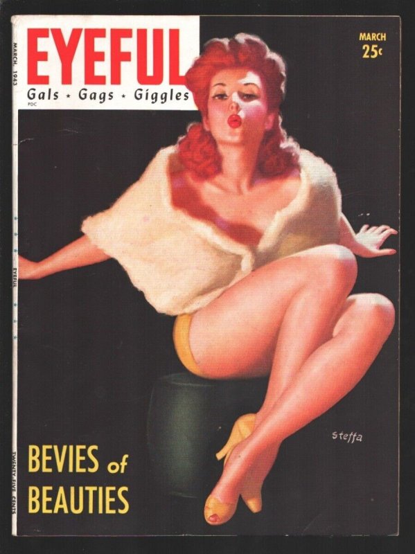 Eyeful 3/1943-Spicy Earl Moran Pin-up Cover art Using Pseudonym Steffa-Showgi..., raw, ungraded comic book — front cover