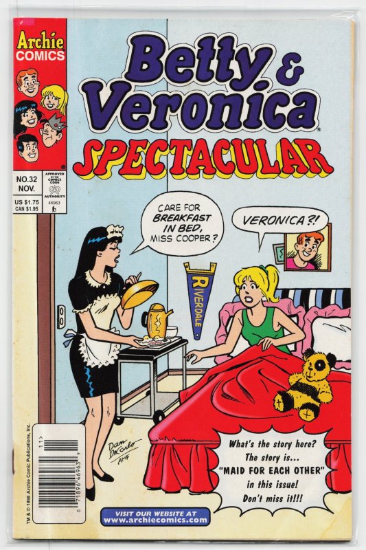 Betty & Veronica Spectacular #32 (Archie Comics, 1998), raw, ungraded comic book — front cover