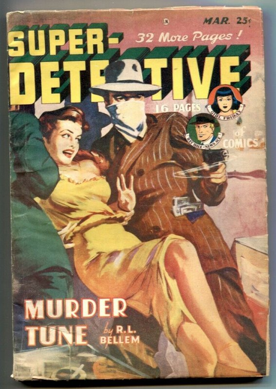 Super-Detective March 1949- Murder Tune- Comics FN+ (1949), raw comic book in FN+ condition — front cover
