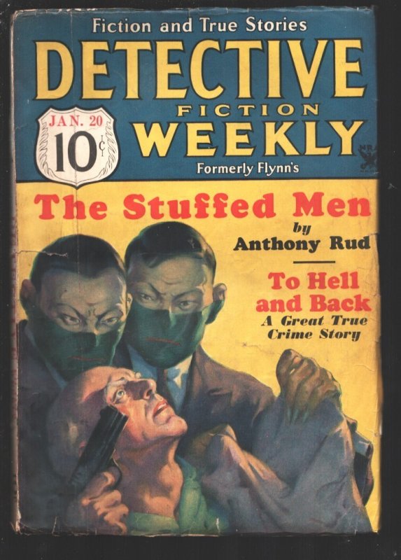 Detective Fiction Weekly 1/20/1934-Red Star-Masked Villains Cover-Crime-Mystery-, raw, ungraded comic book — front cover