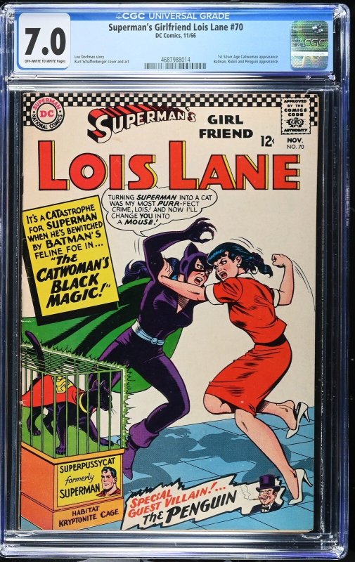 Superman's Girlfriend Lois Lane #70 (DC Comics, 1966), CGC 7.0 graded comic book, Universal Blue label — front cover in its holder