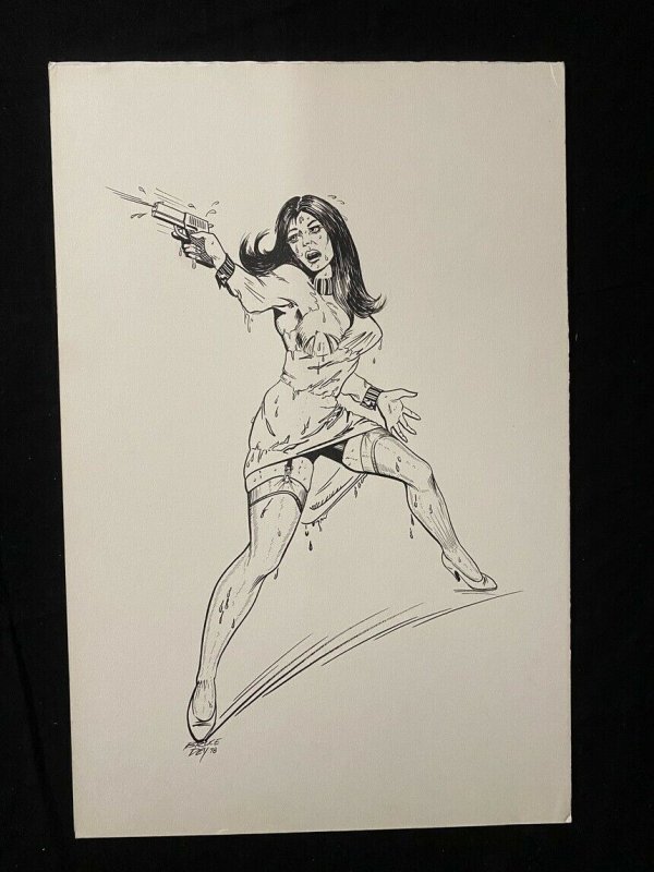 Senorita Rio Original Pin Up by Bruce Dey- Gunshot, raw, ungraded comic book — front cover