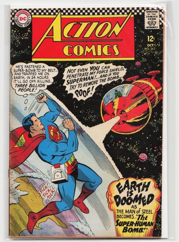Action Comics #342 (DC Comics, 1966), raw, ungraded comic book — front cover
