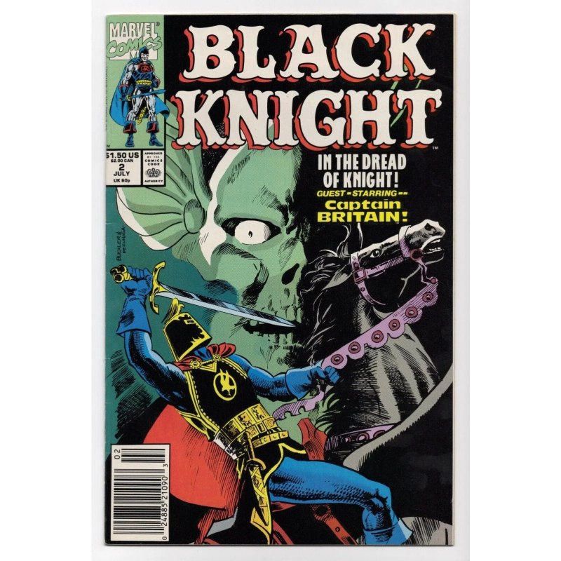 Black Knight #2 (Marvel Comics, 1990), raw comic book in VF/NM 9.0 condition — front cover