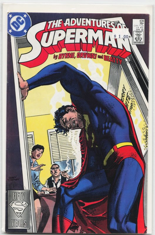 Adventures of Superman #439 (DC Comics, 1988), raw, ungraded comic book — front cover
