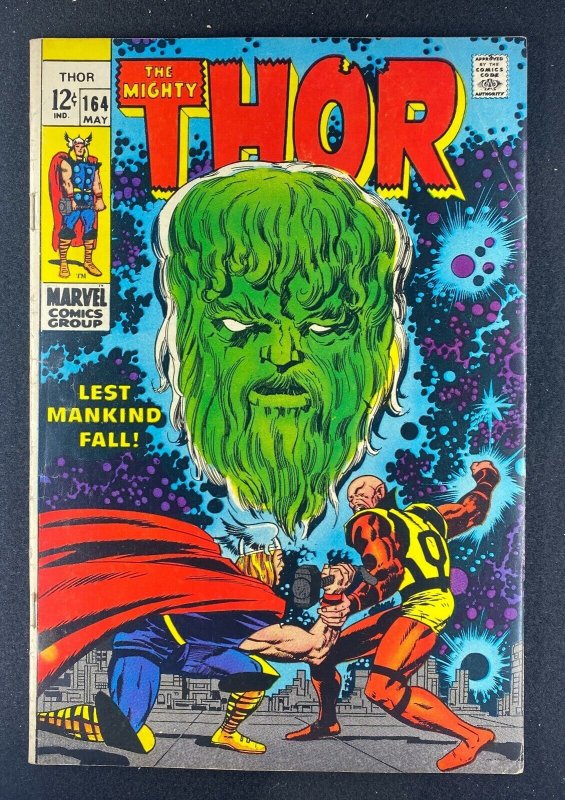 Thor #164 (Marvel Comics, 1966), raw comic book in FN 6.0 condition — front cover
