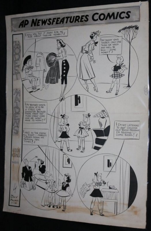Modest Maidens Kiddie Korner AP Newsfeatures Comics - 7/30/1950 art by Jay Alan, raw, ungraded comic book — front cover