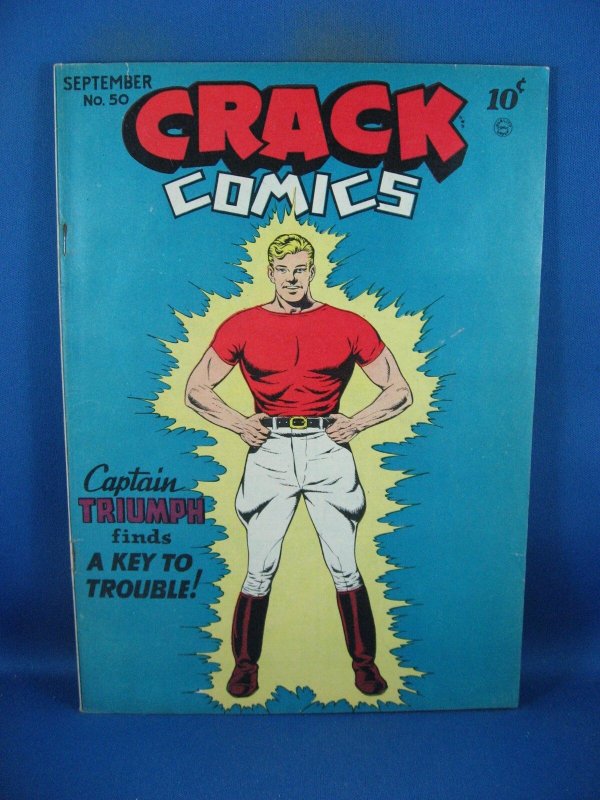 Crack Comics #50 (1947), raw comic book in VG condition — front cover