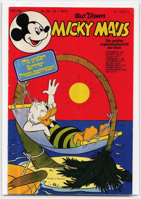 Micky Maus #29 (1975), raw, ungraded comic book — front cover