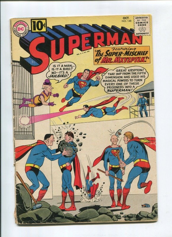 Superman #148 (DC Comics, 1961), raw comic book in VG condition — front cover