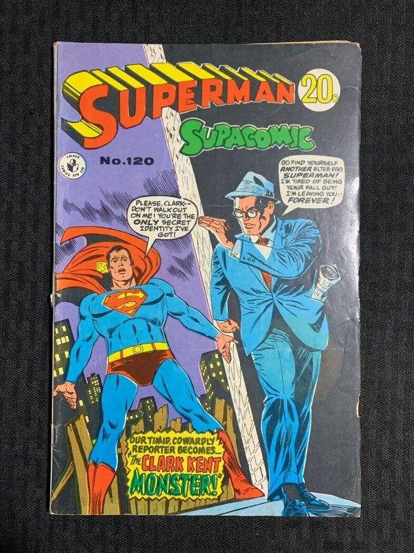 Vintage Superman Supacomic #120, raw comic book in VG 4.0 condition — front cover
