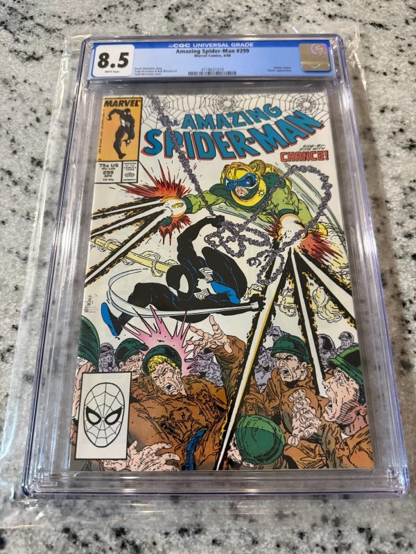 Amazing Spider-Man #299 (Marvel Comics), CGC 8.5 graded comic book, Universal Blue label — front cover in its holder