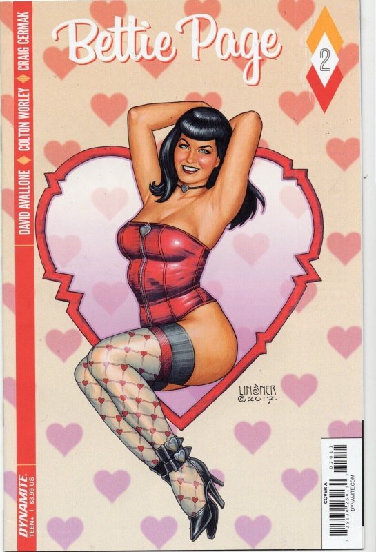 Bettie Page #2 (Dynamite Entertainment, 2017), raw comic book in VF/NM 9.0 condition — front cover