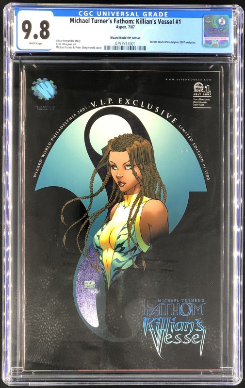 Michael Turner's Fathom: Killian's Vessel #1, CGC 9.8 graded comic book, Universal Blue label — front cover in its holder