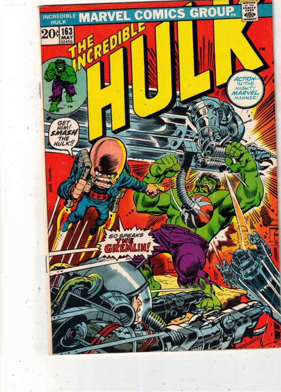 The Incredible Hulk #163 (Marvel Comics, 1973), raw, ungraded comic book — front cover