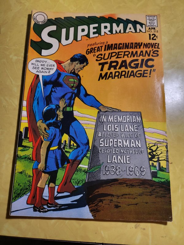 Superman #215 (DC Comics, 1969), raw, ungraded comic book — front cover