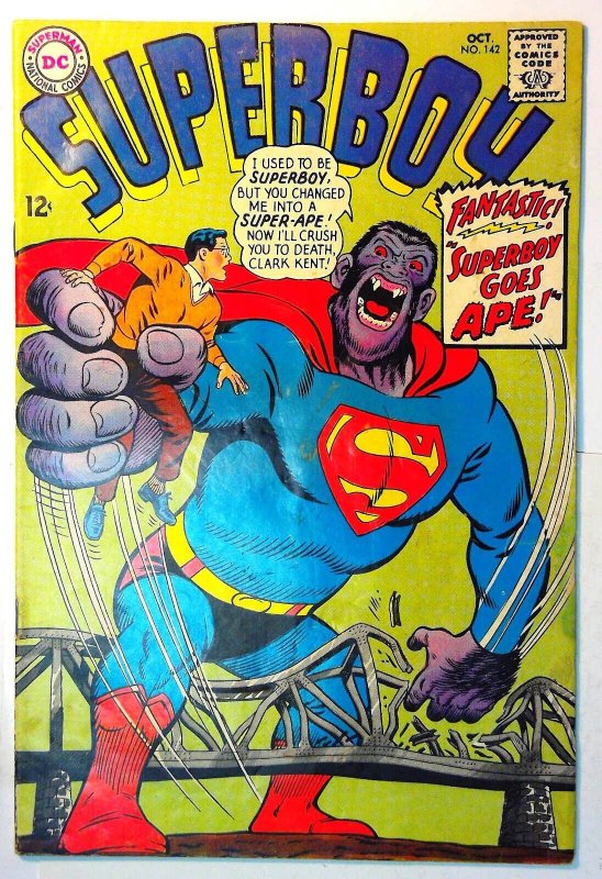 Superboy #142 (DC Comics, 1967), raw, ungraded comic book — front cover