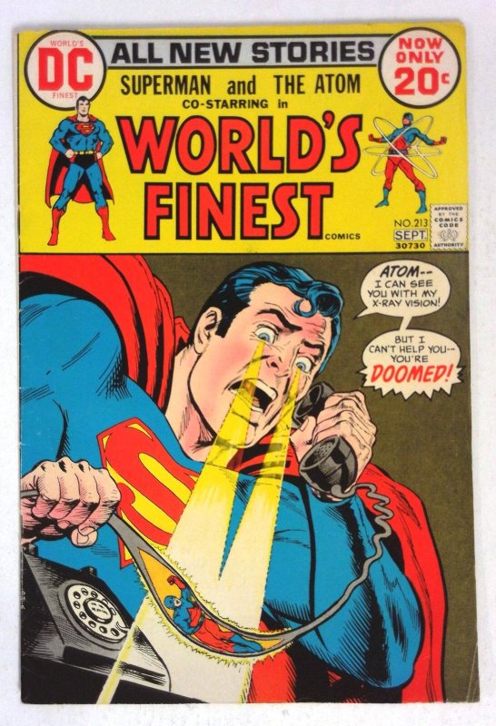 World's Finest #213 (DC Comics, 1972), raw comic book in FN/VF condition — front cover