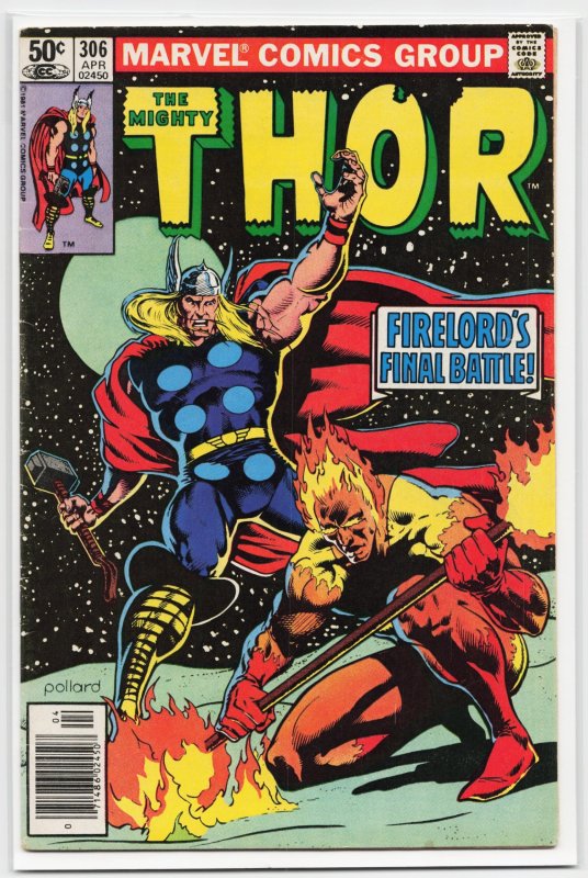 Thor #306 (Marvel Comics, 1981), raw, ungraded comic book — front cover