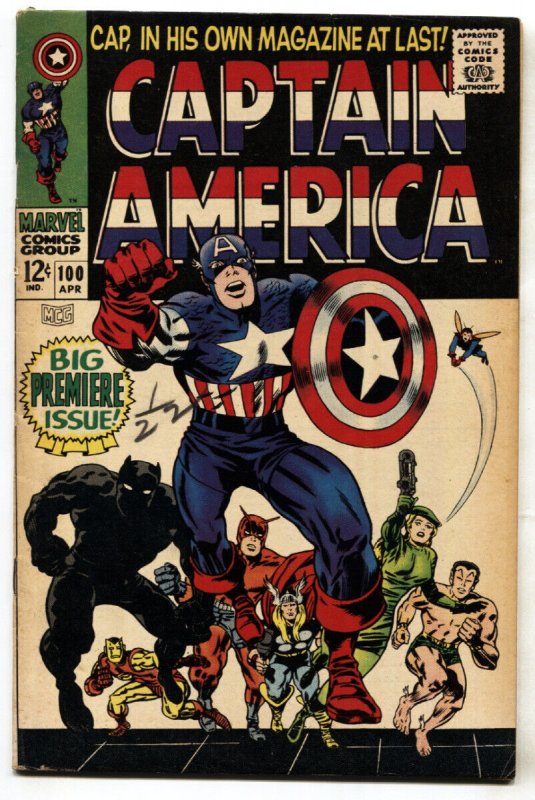 Captain America #100 (Marvel Comics, 1968), raw, ungraded comic book — front cover