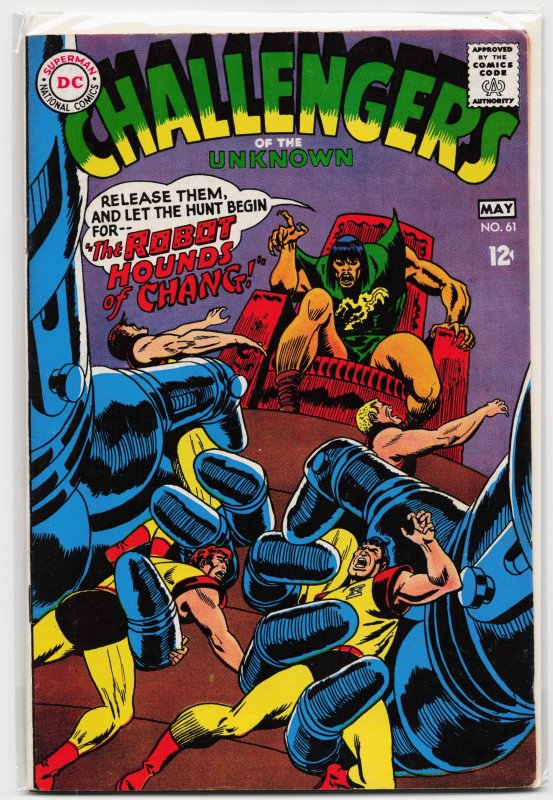 Challengers of the Unknown #61 (DC Comics, 1968), raw, ungraded comic book — front cover