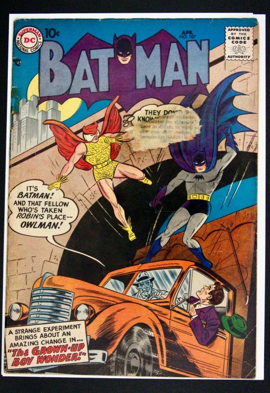 Batman: The Grown-Up Boy Wonder #107 (DC Comics, 1957), raw comic book in GD condition — front cover