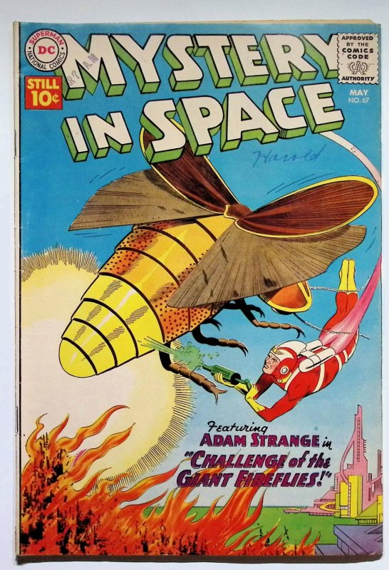 Mystery in Space #67 (DC Comics, 1961), raw, ungraded comic book — front cover