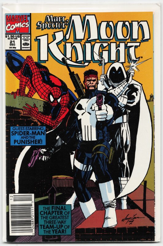 Marc Spector: Moon Knight #21 (Marvel Comics, 1990), raw, ungraded comic book — front cover