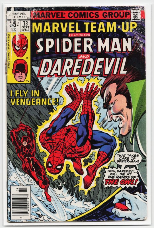 Marvel Team-Up #73 (Marvel Comics, 1978), raw, ungraded comic book — front cover