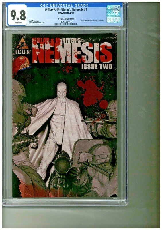 Millar & McNiven's Nemesis #2, CGC 9.8 graded comic book, Universal Blue label — front cover in its holder