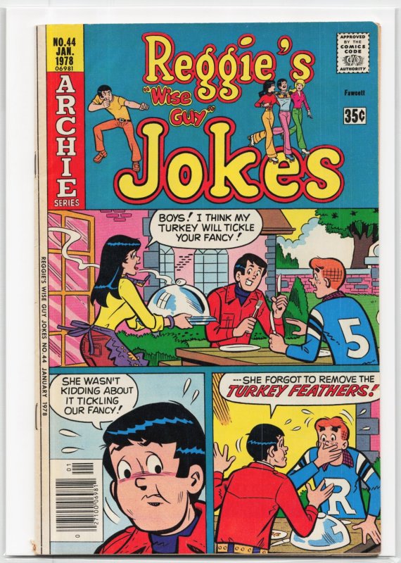 Reggie's Wise Guy Jokes #44 (Archie Comics, 1978), raw, ungraded comic book — front cover
